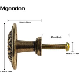 Mgoodoo 2 Pcs Vintage Furniture Door Knobs Antique Bronze Kitchen Cabinet Cupboard Dresser Knob Diameter 32mm