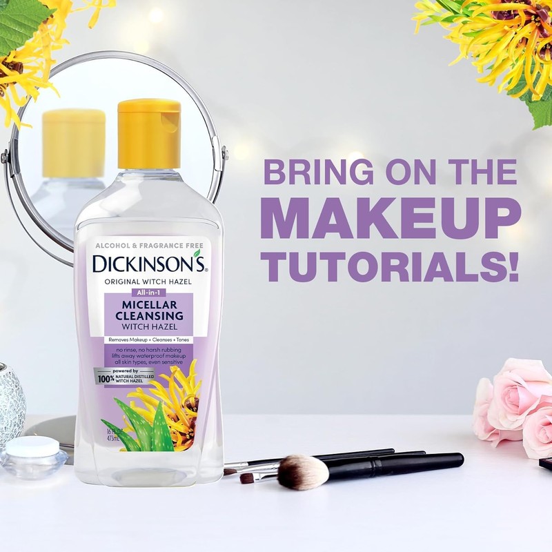 Dickinson's Micellar Cleansing Witch Hazel, An All-in-1 Makeup Remover, Pore