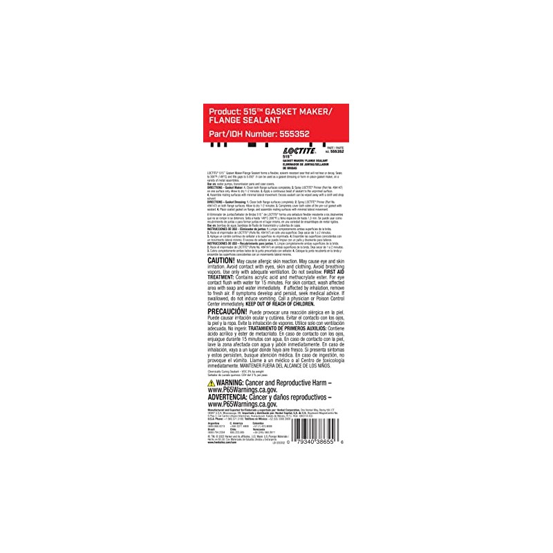 Loctite 38655 515 Gasket Maker Flange Sealant Tube - 50