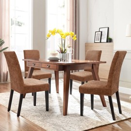 Alishomtll Dining Chair Covers Set of 4, Faux Suede Universal Stretch Chair Slipcovers, Washable Removable Chamois Leather Chair Protector for Dining Room Kitchen Banquet Wedding Party (Khaki, 4psc)