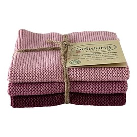 Solwang 3-Piece Danish Cotton Dishcloths in 100% Certified Organic Cotton Made in India (Plum Organic Combi)