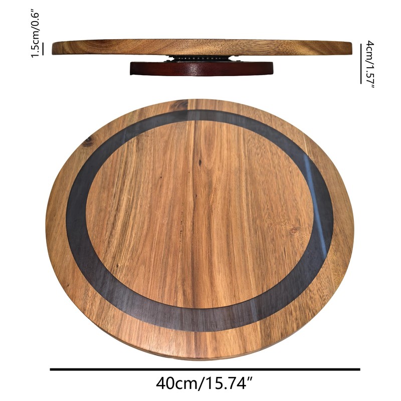 chicapica 16" Lazy Susan – Acacia Wood & Resin Turntable,