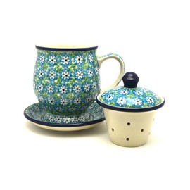 Polish Pottery Mug - with Infuser - Key Lime
