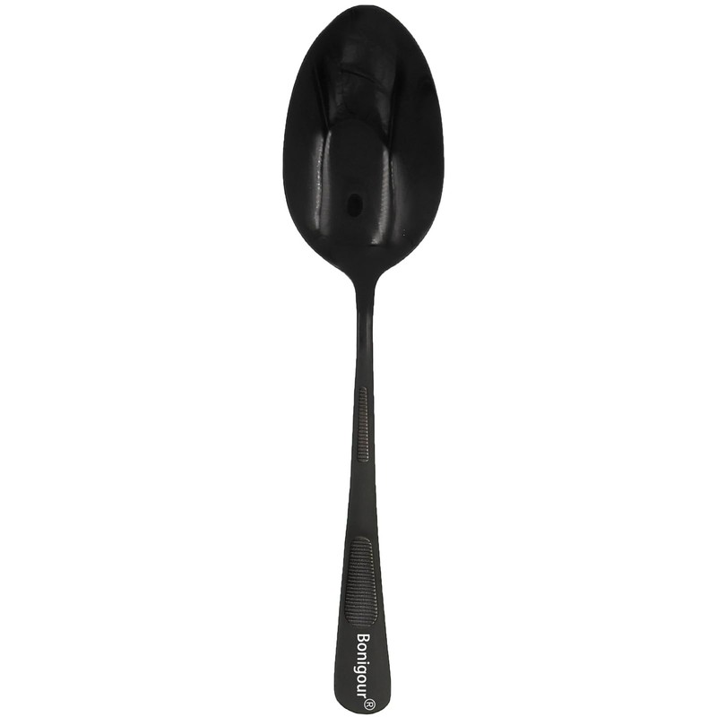 Bonigour 9" Culinary Solid Bowl,18-8 Stainless Steel Plating Spoon (Black,