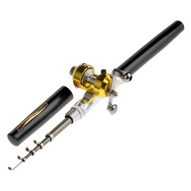 ONOGAL 2205 Folding Mini Fiberglass Aluminum Fishing Rod with Reel for Beach or Camping Fishing