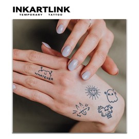 INKARTLINK Cell Colored Jagua Tattoo Stickers 2 Weeks Set of 3 Cute Waterproof Tattoo Stickers Tattoo Stickers Long Lasting Temporary Tattoos Trendy Women Men Men Cute Ghost Cherry Cloud Diamond