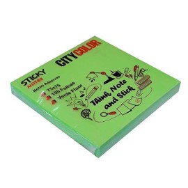 Citycolor Haftnotizen, 7,5 x 7,5 cm, 100 Blatt, fluoreszierend (grün)