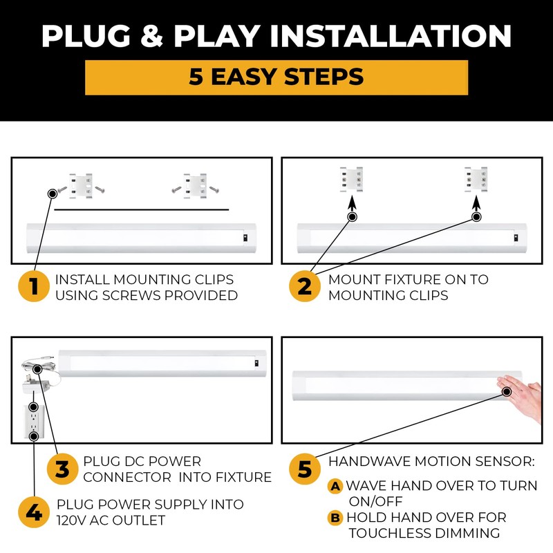 LED Hand Wave Motion Sensor Under Cabinet Lighting Plug In