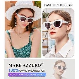 MARE AZZURO Cat Eye Outdoor Reading Glasses Women Sunglasses Readers 0.5 0.75 1.0 1.25 1.5 1.75 2.0 2.25 2.5 2.75 3.0 3.25 3.5 3.75 4.0 (White, 0.5)