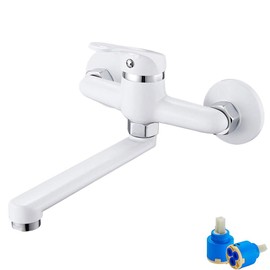 Kitchen Tap Wall Mounted Sink Mixer Tap Kitchen Tap Single Lever Mixer Tap Wall Washbasin Mixer Tap with 360° Rotatable for Kitchen Chrome (type3)