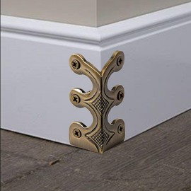 Skiffers Baseboard Corner Protectors, 12PCS Vintage Metal Corner Solid Brass Board Corner for Decorative Cover, Suitable for Living Room Bedroom and Kitchen Decorative Accessories (Bronze)