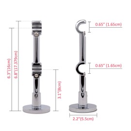 Gcurtain Curtain Rod Bracket, Double Curtain Pole Heavy Duty Holder, Wall Mounted Holder for 16mm Diameter Rod, Chrome