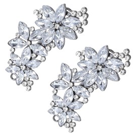 2 PCS Rhinestone Hair Clips, Silver Bling Crystal Hair Clips for Women, Rhinestone Diamond Barrettes, Sparkly Jeweled Formal Hairs Clip for Women, Wedding, Prom