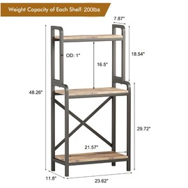 KaKaBB 5-10 Gallon Fish Tank Stand, Upgrade Heavy Duty Aquarium Stand with 3-tier Storage Shelf Fits Turtle Tank, Reptile Tank (Rustic Brown)