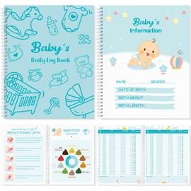 Pasimy Baby Daily Log Book for Newborns Baby Feeding Log Tracker Baby Care Journal Track and Monitor Nursing, Sleep, Diaper, Activities Schedule Planner for Nanny New Parents Gift, A4, 126 Inner Pages