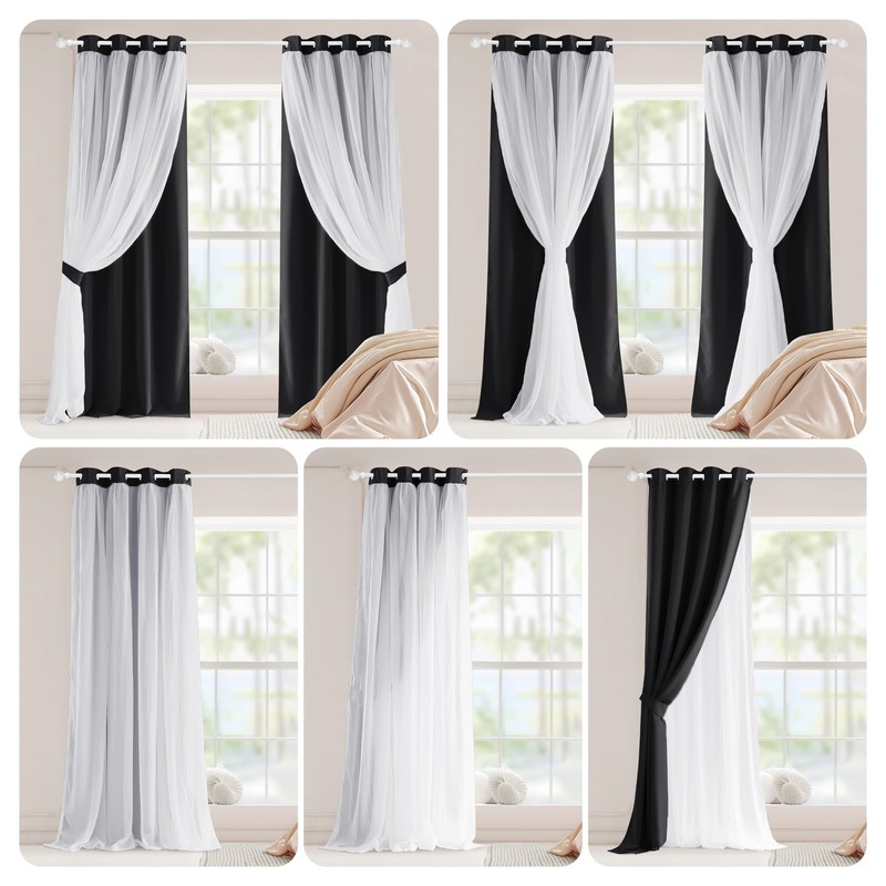 PONY DANCE Black Curtains for Bedroom - Decorative Window Curtains