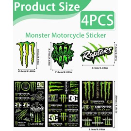 CULEB 4 Stück Monster Claw Motorrad Auto Aufkleber,DIY Wasserdichte Aufkleber,Coole Motorradhelmaufkleber,Hochwertiges Aufkleberset für Motorräder,Skateboards,Autos und Motocross