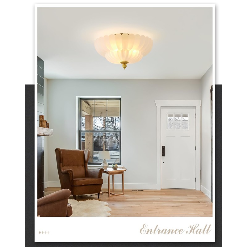 ANYLOVE Modern 12Inch Frosted Glass Flower Glass Semi Flush Mount