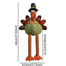 Ｂｅｓｇａ Thanksgiving Turkey Decor Long Leg Doll Sculpture Farmhouse Desktop Figure Dangling Figurine for Office Birthday Sofa Mom Dad, Green