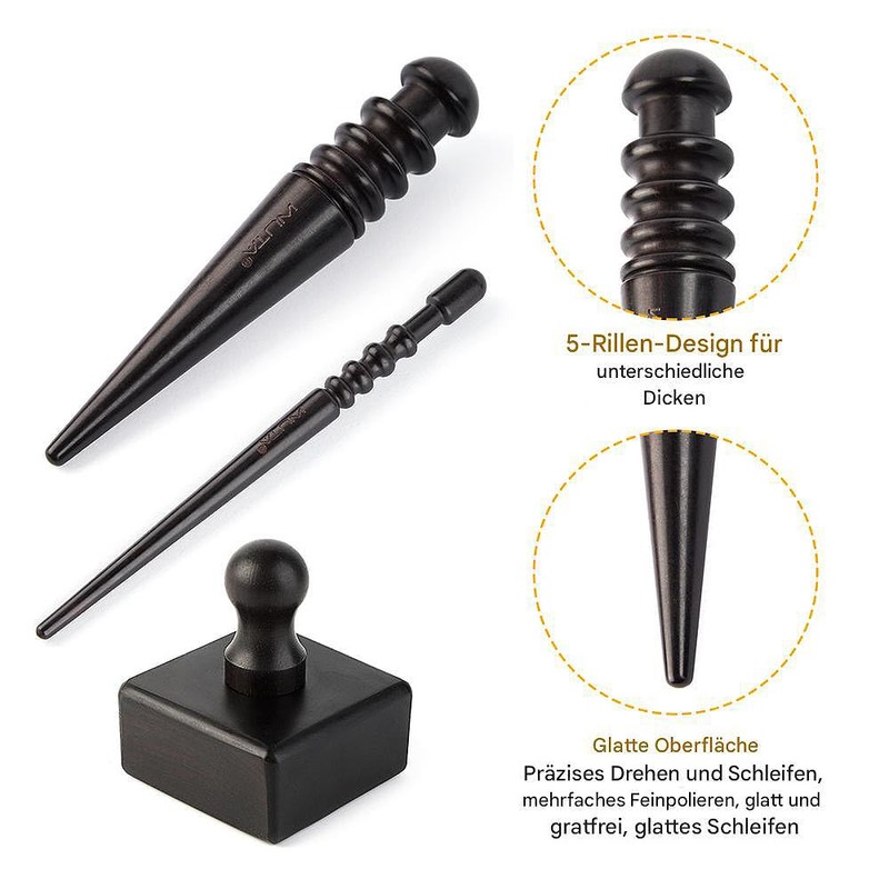 WUTA Leather Burnisher Kit, Ebony Leather Polishing Tool, Leather Polisher