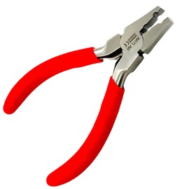 1 Each Fold-Over Crimp Pliers for Leather, Suede, and Crimping, Jewelry Making Supplies with Red Grip - German Stainless Steel