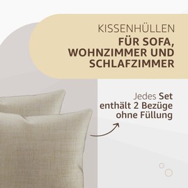 SONIT - Cushion Cover 50 x 50 cm - Sofa Cushion, Decorative Cushion Covers for Living Room and Bedroom - Set of 2 - Made in Italy - Beige