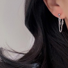 Stocking Stuffers Holiday Outfits for Women 2024 Chain Earrings for Women Gold Dangle Earrings for Women Gold Paperclip Chain Earrings Christmas Jewelry Gifts for Women Girls(SILVER)