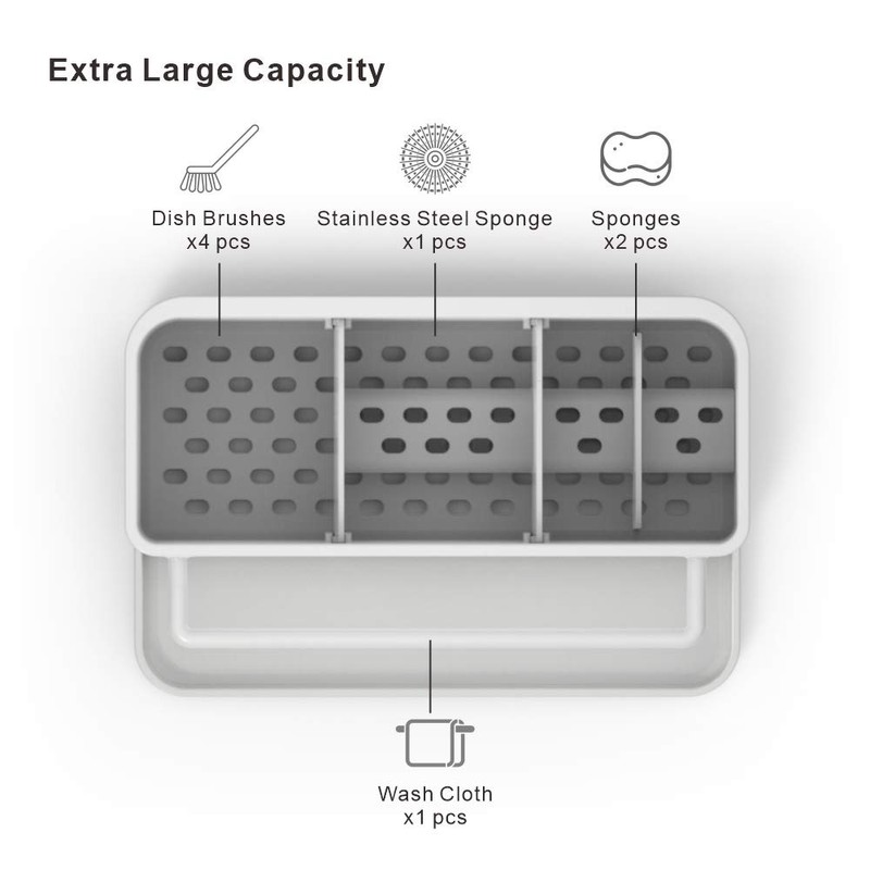 KITCHENDAO Sink Organiser, Kitchen Organiser, Large Wall Mounted Sink Organiser,