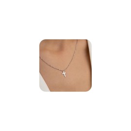 RMMD Women's Cross Necklace - 18K White Gold Plated Cross Chain Necklace Women Cross for Women Girls Birthday Jewellery Gifts Style 5