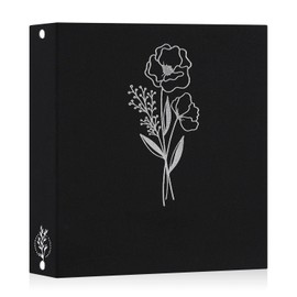 Lanpn 8.5x11 inch Scrapbook Photo Album, Linen Cover Archival Acid Free Top Load 3 Ring Binder Folder Photo Book 8.5 x 11 with 30 Plastic Sleeves 60 Pages (Black)