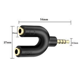 Sairps Headphone mic Splitter Mini U Shape Stereo trrs Splitter Microphone 1 Male to 2 Female AUX Audio Converter-2 Pack