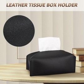 HONZUEN Cosmetic Tissues Box Black Tissue Box Made of PU Leather Slicker Box Cosmetic Tissue Box Tissue Dispenser Car Tissue Holder Cosmetic Tissue Box Cosmetic Tissue Dispenser Plucking Tissue Box 23