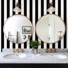 Jeweluck Black and White Wallpaper Peel and Stick Wall Paper 17.7”x118.1” Black and White Striped Wallpaper Peel and Stick Waterproof Removable Self Adhesive Contact Paper for Walls Decorative Vinyl