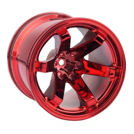 BOLIDORC 4PCS RC Car 62mm 6 Spokes Plastic Wheels Rims Replacement Part for 1:10 RC Monster Truck Upgrades (Red)