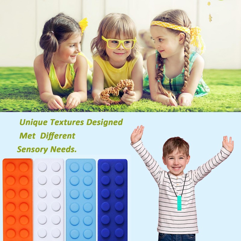 Chewing Necklace for Kids Sensory, Blocks Sensory Necklace for Chewing
