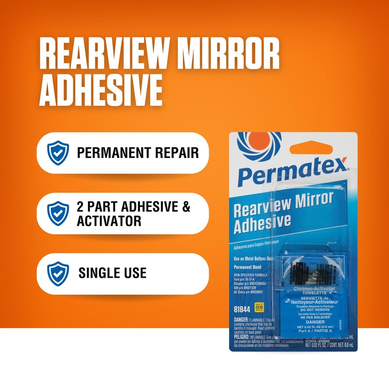 Permatex Rearview Mirror Adhesive, Adhesive .3ml/Primer .6ml (81844)