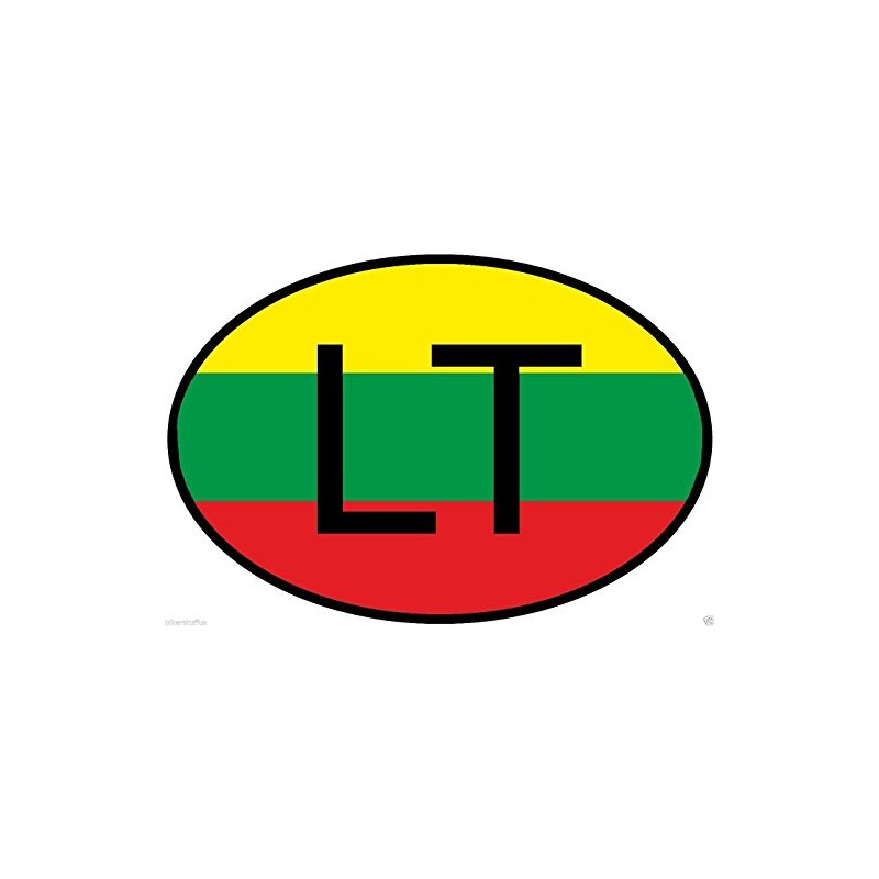 LT Lithuania Country Code Oval with Flag Sticker Bumper Sticker