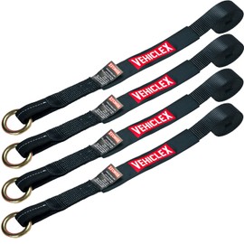 Vehiclex Wheel Tie Down Lasso Straps - 2" x 12' O-Ring Straps (4 Pack) - Ideal Over The Wheel Tie Downs