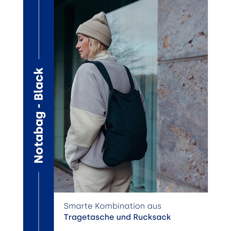 Notabag Original Water Resistant Reusable Foldable Bag and Backpack (Black),