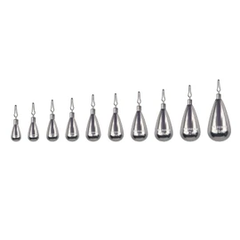 MUUNN 10 Pack Tungsten Teardrop Drop Shot Weights,Tungsten Drop Shot Fishing Sinkers Kit for Drop Shot Rig,Teardrop Cylinder Style Sinker(Plain,1/8oz)