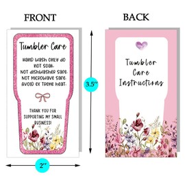 MAOSH Tumbler Care Instructions Cards Cup Mug Care Instructions 3.5 x 2 Inch Packaging Customer Direction Card for Tumbler, Cup, Mug