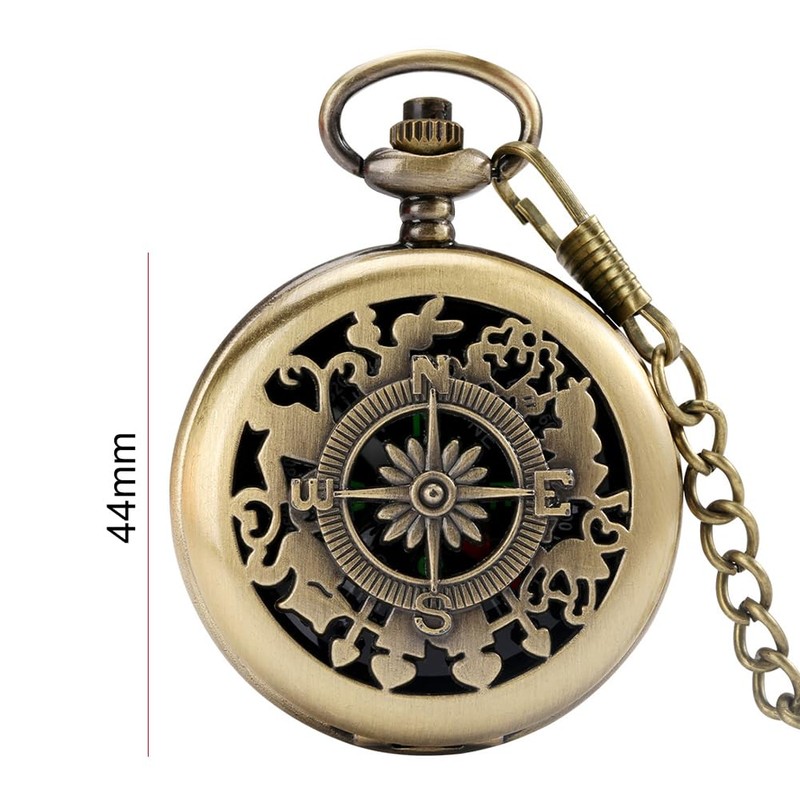 Outdoor Compass with Metal Chains, Retro Compass with Luminous Numerals,
