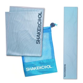 SHAKEitCOOL Original Cooling Towel – Be Cool in Style - Heat Relief, Soft, Lightweight, Sun Protection, Easy Clean - Perfect for Biking, Running, Yoga, Gym, Gardening - Blue Wave
