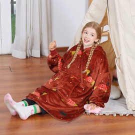 Catalonia Classy Oversized Fleece Hoodie Blanket, Soft and Warm Blankets Hoodie Children, Portable Blanket with Large Front Pocket for Teenagers, Girls and Boys, Wine Dachshund