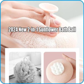 Darfooper 2 Bolas De Baño 2 En 1 Con Forma De Girasol, Súper Suaves, Con Ventosa, Esponja Exfoliante, Cepillo De Limpieza Con Ventosa, Esponjas De Ducha, Esponjas De Baño, Esponjas De Baño, Esponjas D