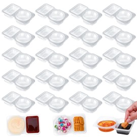 saerryor 20Pcs Reusable Snack Pack Containers,Reusable Snack Pots with Lids,Double Compartment Snack Containers,Thickened and Portable Dip Container