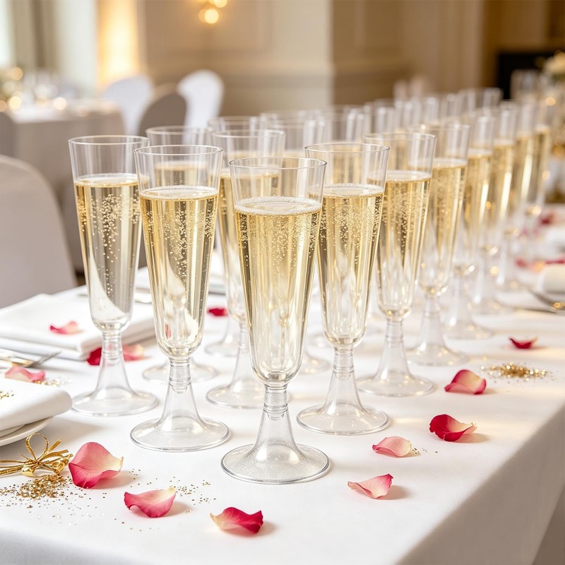 30 Pcs Reusable Plastic Champagne Flutes, 150ml / 5oz, Clear