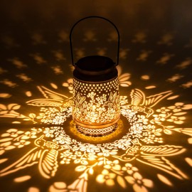 RESNICE Outdoor Waterproof Hummingbird Solar Lanterns Metal Hanging Garden Light Decorative Solar Powered Lamp for Garden Backyard Patio Porch and Tree