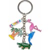 CityDreamShop Florida Five Charm Keychain Featuring Florida Sun, Alligator, Flamingo