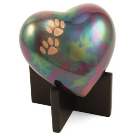 Small/Keepsake Multi-Colored Brass Arielle Heart Cremation Urn, 17 cubic inches